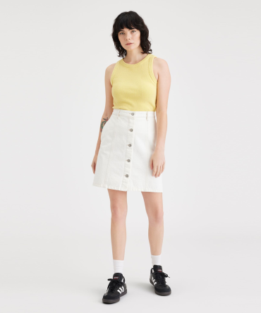 Button Front Mini Skirt