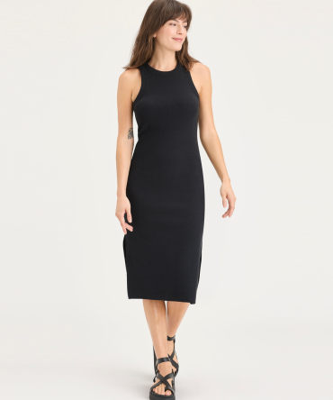 Rib Knit Tank Dress with Lofi Knit, Slim Fit