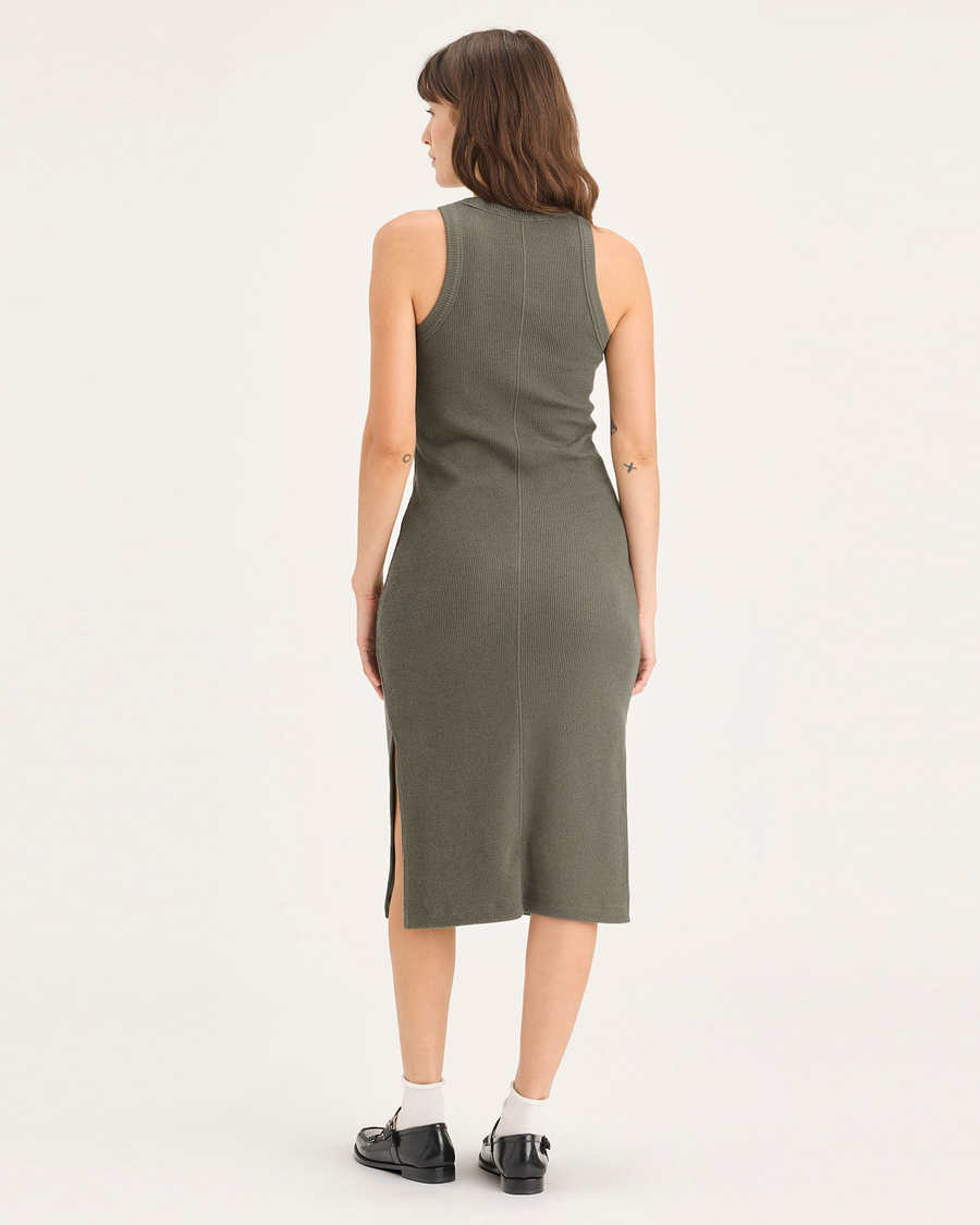 Rib Knit Tank Dress with Lofi Knit, Slim Fit - Image 2