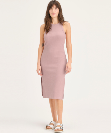 Rib Knit Tank Dress with Lofi Knit, Slim Fit