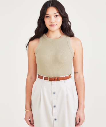 Rib Tank with Lofi Knit, Slim Fit