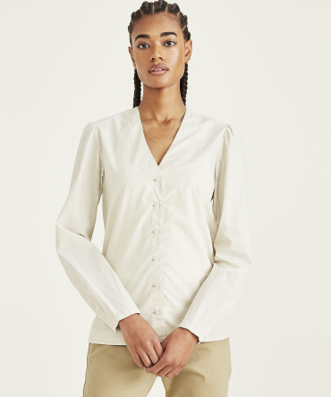 Woven V-Neck Shirt, Regular Fit