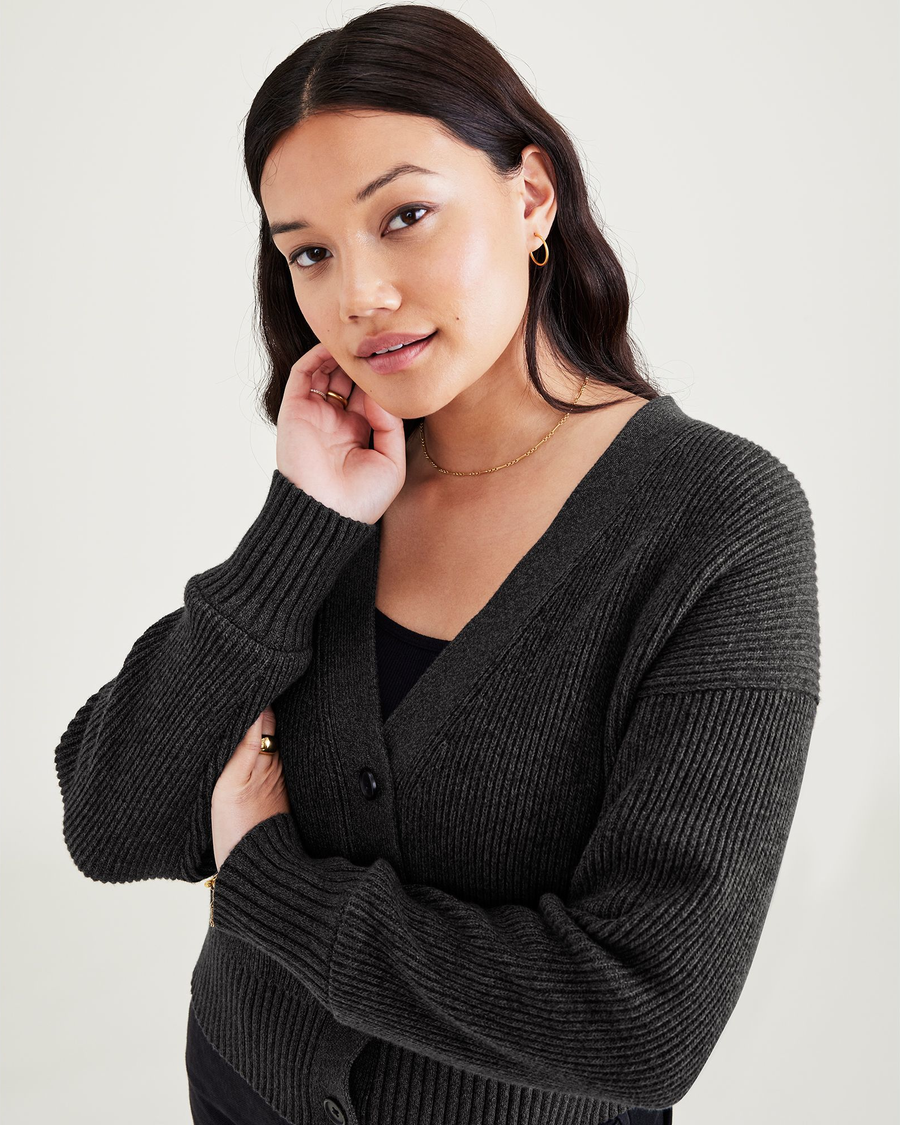 Cropped Cardigan, Relaxed Fit - Image 3