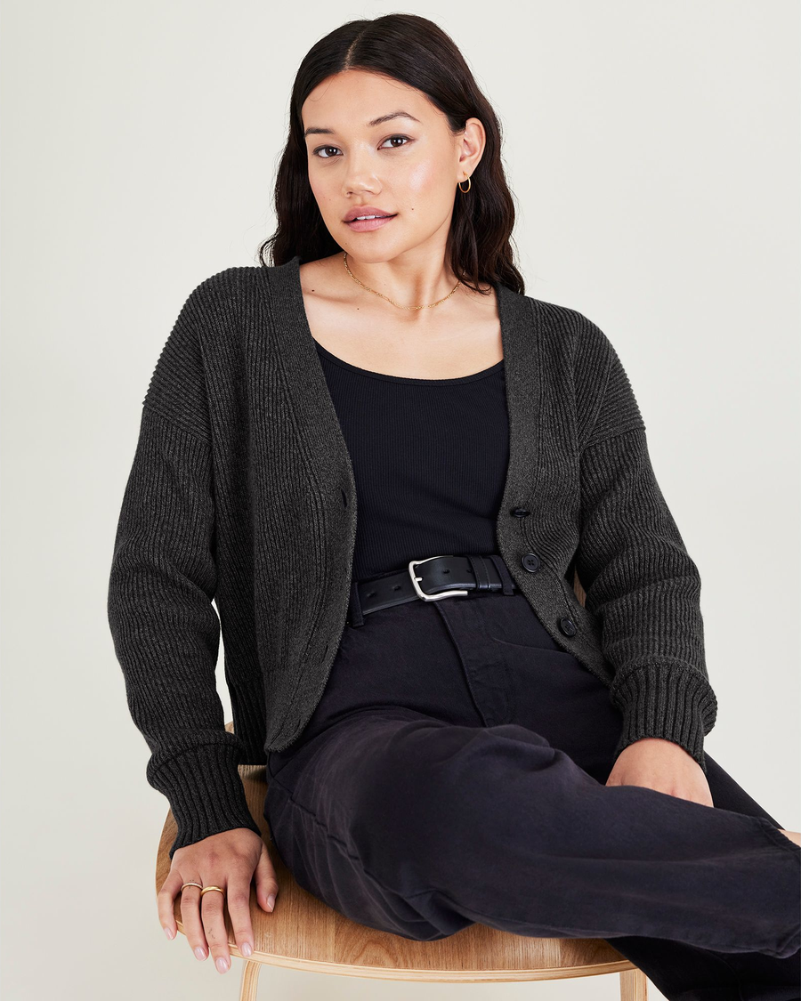 Cropped Cardigan, Relaxed Fit - Image 4