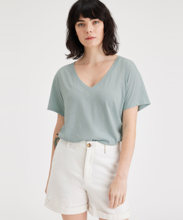 Deep V-Neck Tee, Relaxed Fit