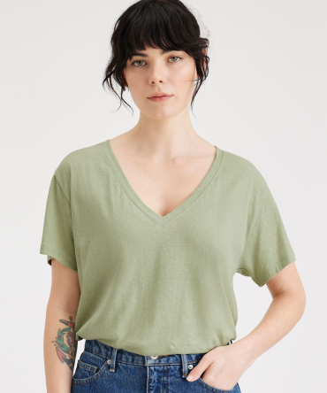 Deep V-Neck Tee, Relaxed Fit