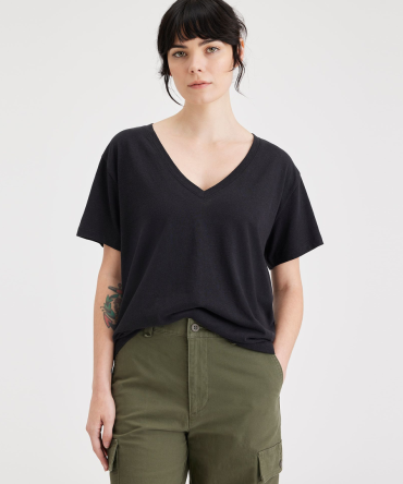 Deep V-Neck Tee, Relaxed Fit