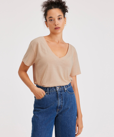 Deep V-Neck Tee, Relaxed Fit