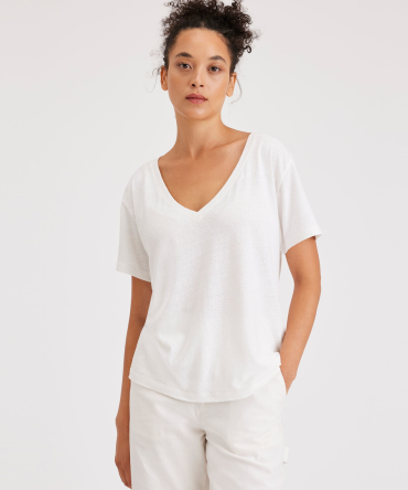 Deep V-Neck Tee, Relaxed Fit