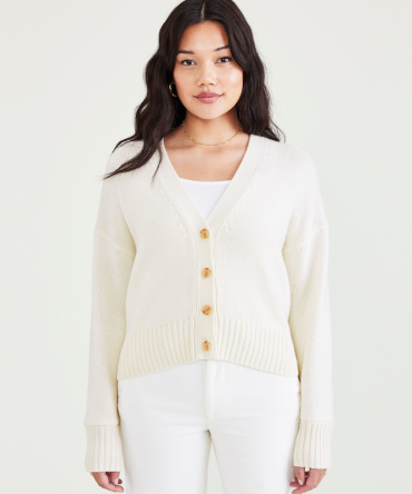 Cropped Cardigan, Relaxed Fit