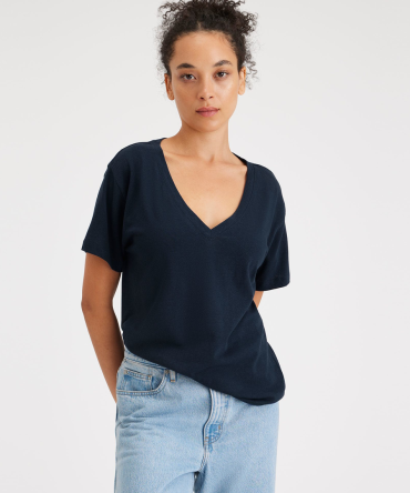 Deep V-Neck Tee, Relaxed Fit
