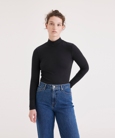 Mock Neck Crop Top, Slim Fit