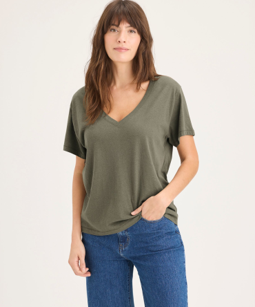 Deep V-Neck Tee, Relaxed Fit