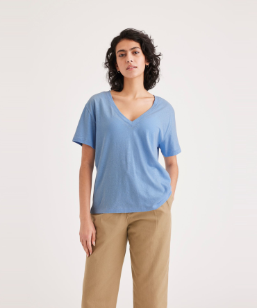 Deep V-Neck Tee, Relaxed Fit