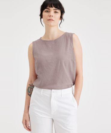 Button Back Tank, Slim Fit
