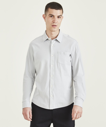 Knit Button-Up Shirt, Regular Fit