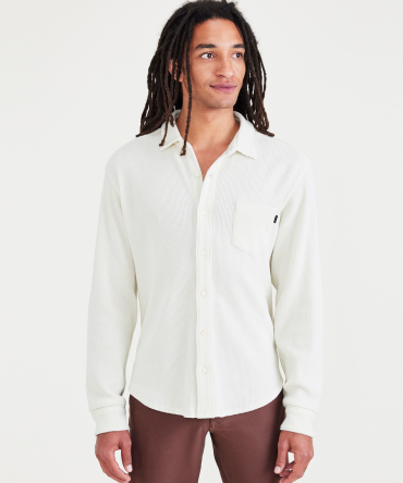 Knit Button-Up Shirt, Regular Fit