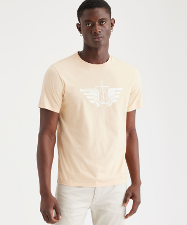 Wings & Anchor Block Print Graphic Tee, Slim Fit