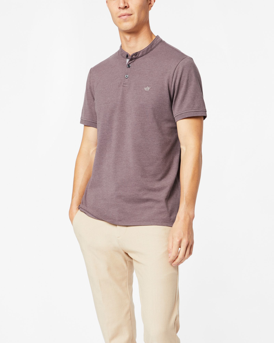 Mock Neck Polo, Slim Fit
