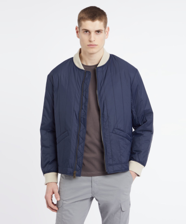 Recycled Nylon Channel Quilted Bomber Jacket