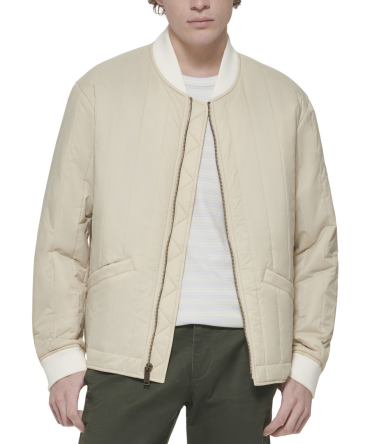 Recycled Nylon Channel Quilted Bomber Jacket
