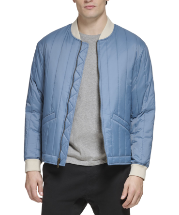 Recycled Nylon Channel Quilted Bomber Jacket