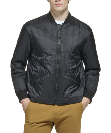 Recycled Nylon Channel Quilted Bomber Jacket