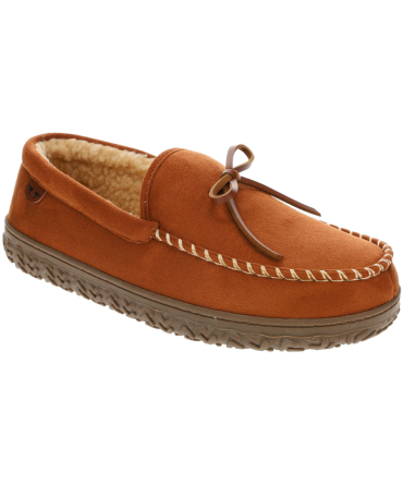 Rugged Microsuede Boater Moccasin Slippers