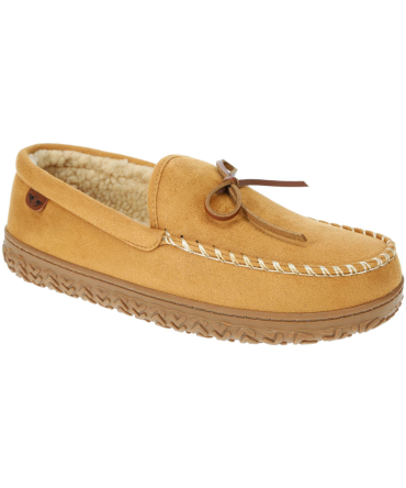 Rugged Microsuede Boater Moccasin Slippers