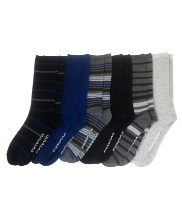 Flat Knit Crew Socks with Embroidery, 6 Pack