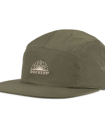 Nylon Camp Hat with Embroidered Logo and Flat Brim
